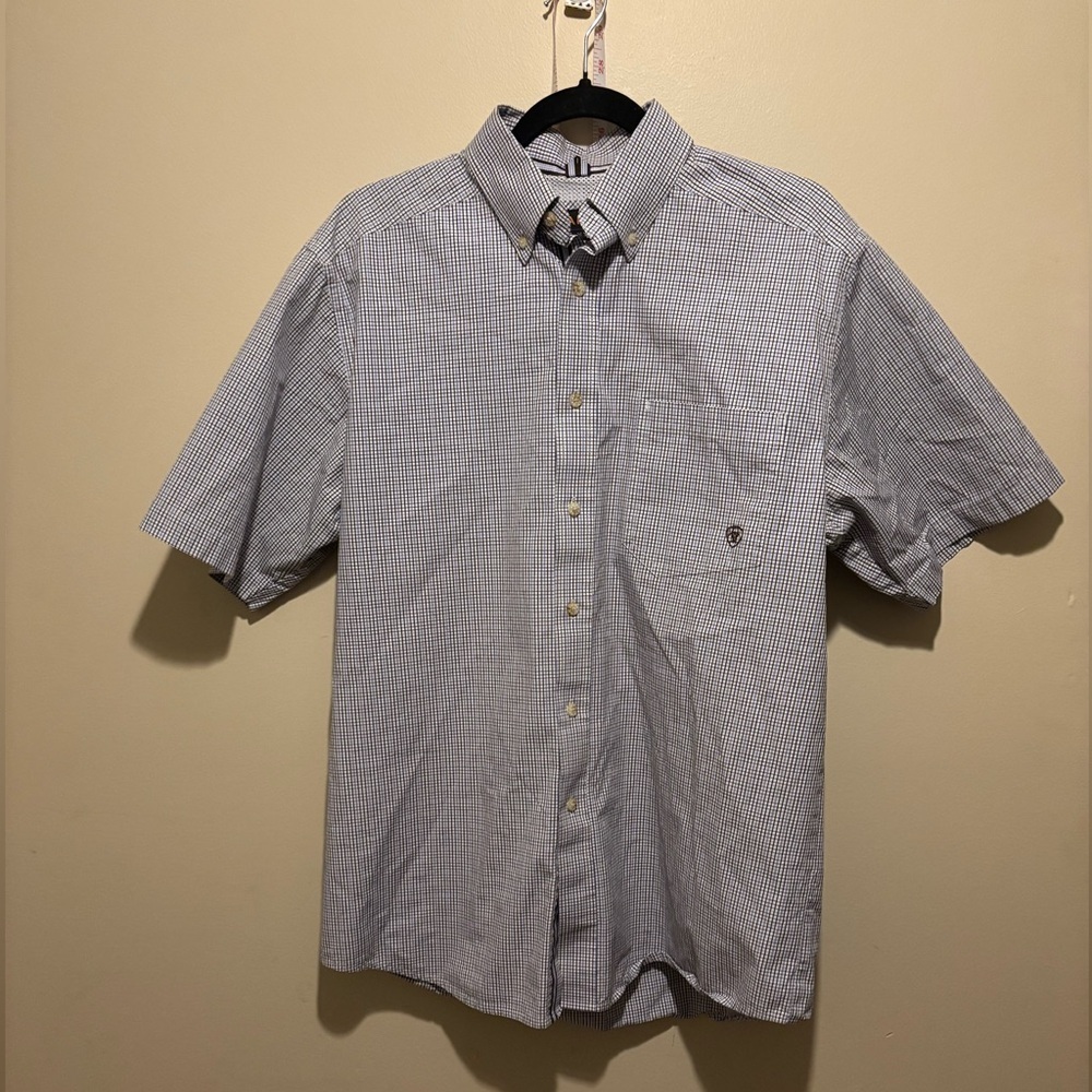 Ariat Pro Series Men's Prpl and White Checkered Button Down Shirt